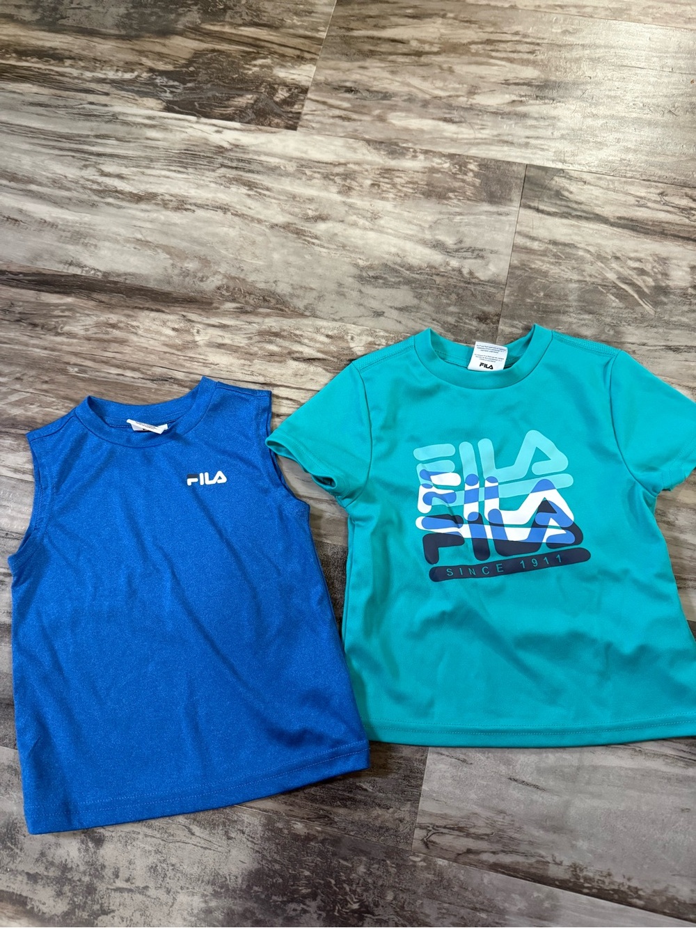 FILA Bright Blue Tank and Teal Logo Tee Kids Set